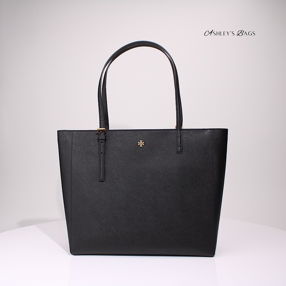 Tory Burch Large Leather Emerson Tote & Continental Wristlet Wallet In Black - Picture 2 of 13